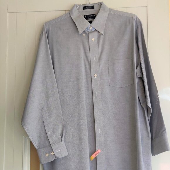 [EUC] Stafford Essentials Blue Dress Shirt - SZ 18 - Picture 1 of 8